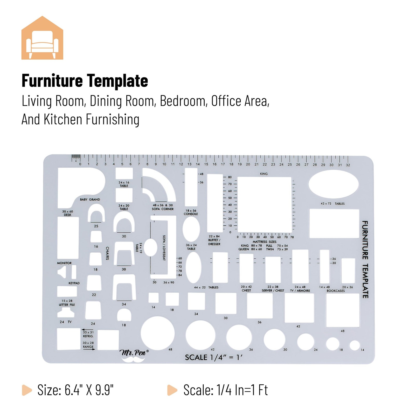 Mr. Pen- House Plan, Interior Design and Furniture 15.88 cm x 25.08 cm, Clear