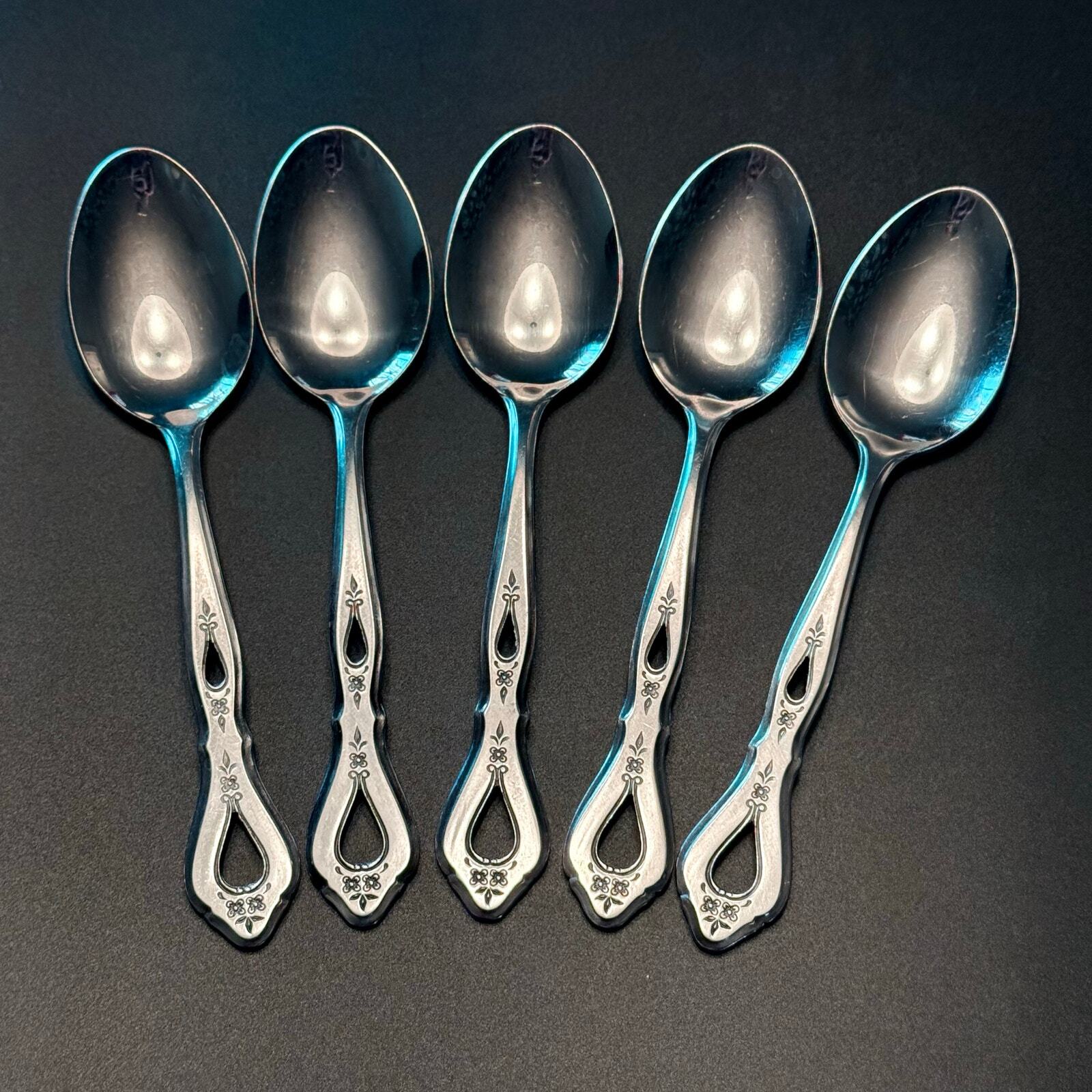 Set of 5 ROGERS VTG. Autumn Ballad (Stainless)Place/Oval Soup Tablespoons KOREA