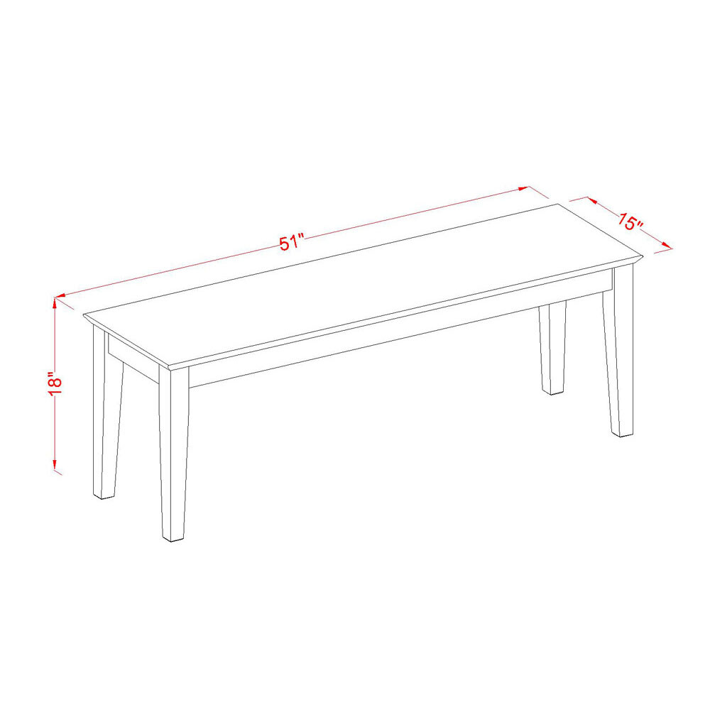 Solid wood Capri dinette kitchen dining bench in mahogany finish