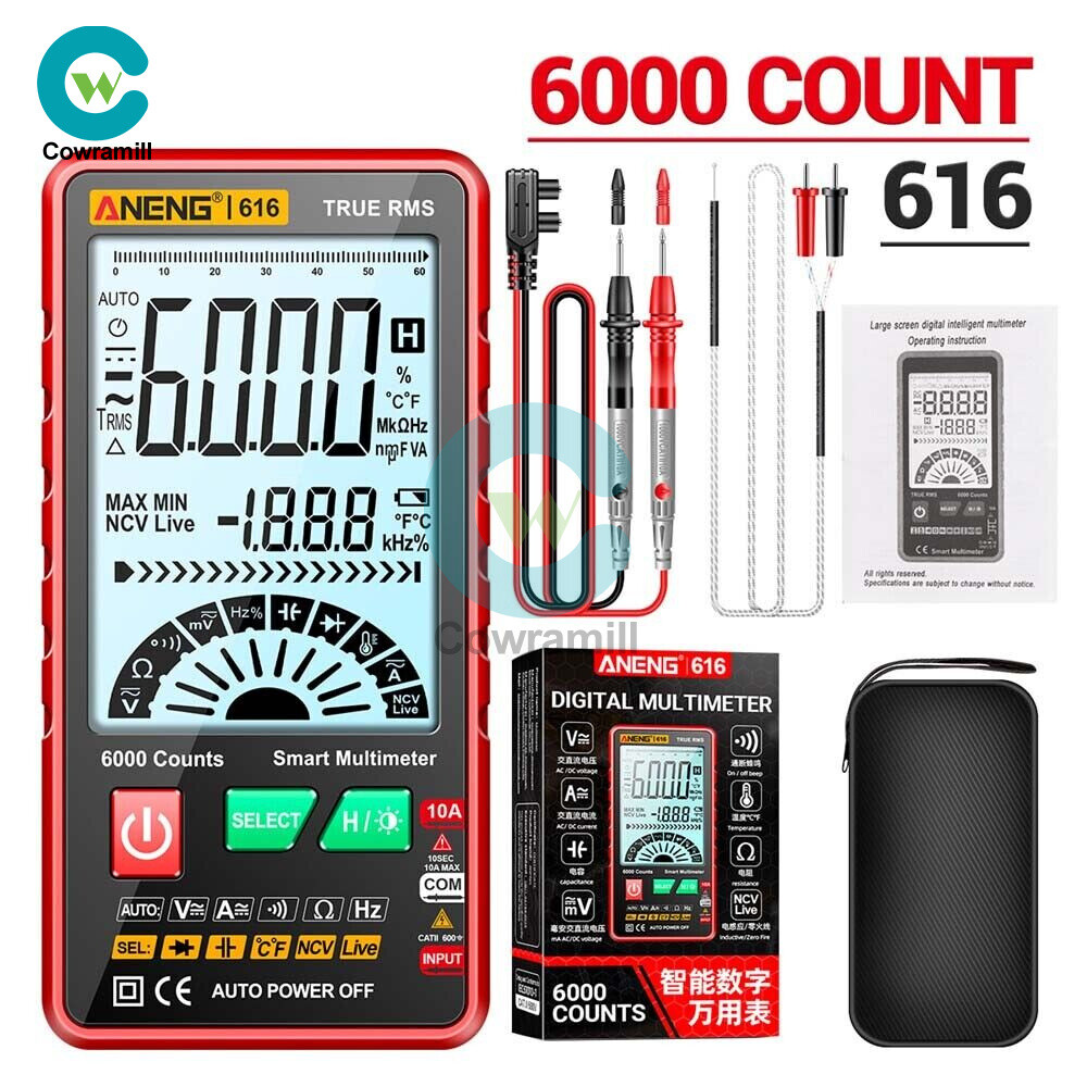 ANENG 616 Backlight Digital LCD Multimeter 6000 Counts AC/DC Voltage Current