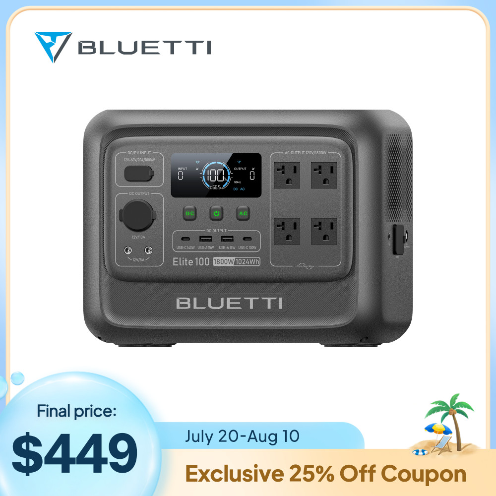 BLUETTI Elite 100 V2 1800W 1024Wh Portable Power Station for Emergency Camping