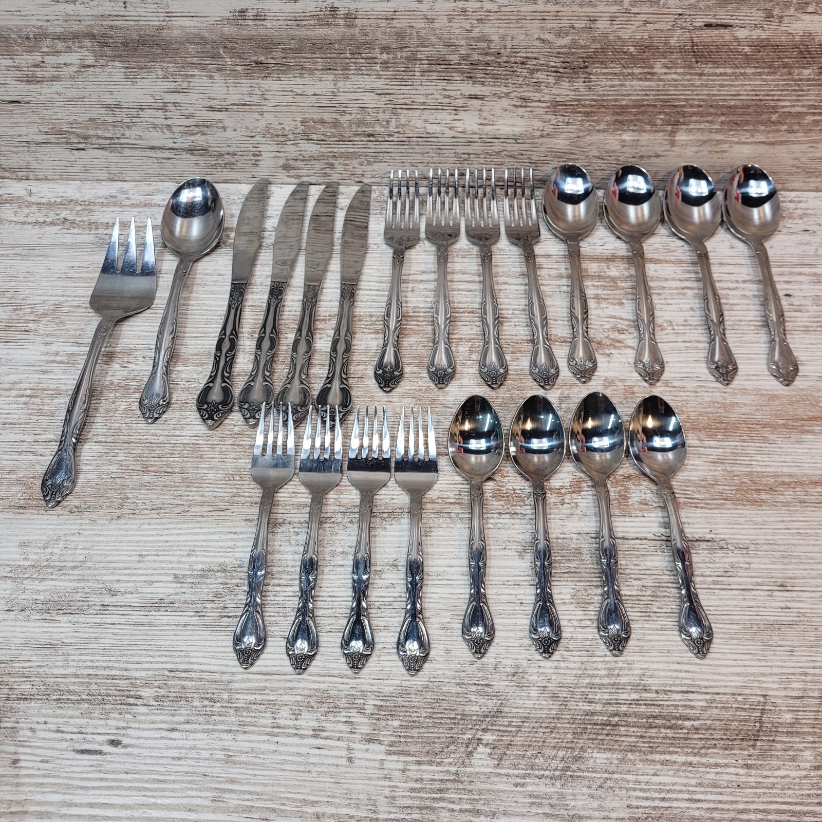 Everbrite Deluxe Stainless Steel EVS10 Flatware Silverware Set 22 Pc Lot VTG