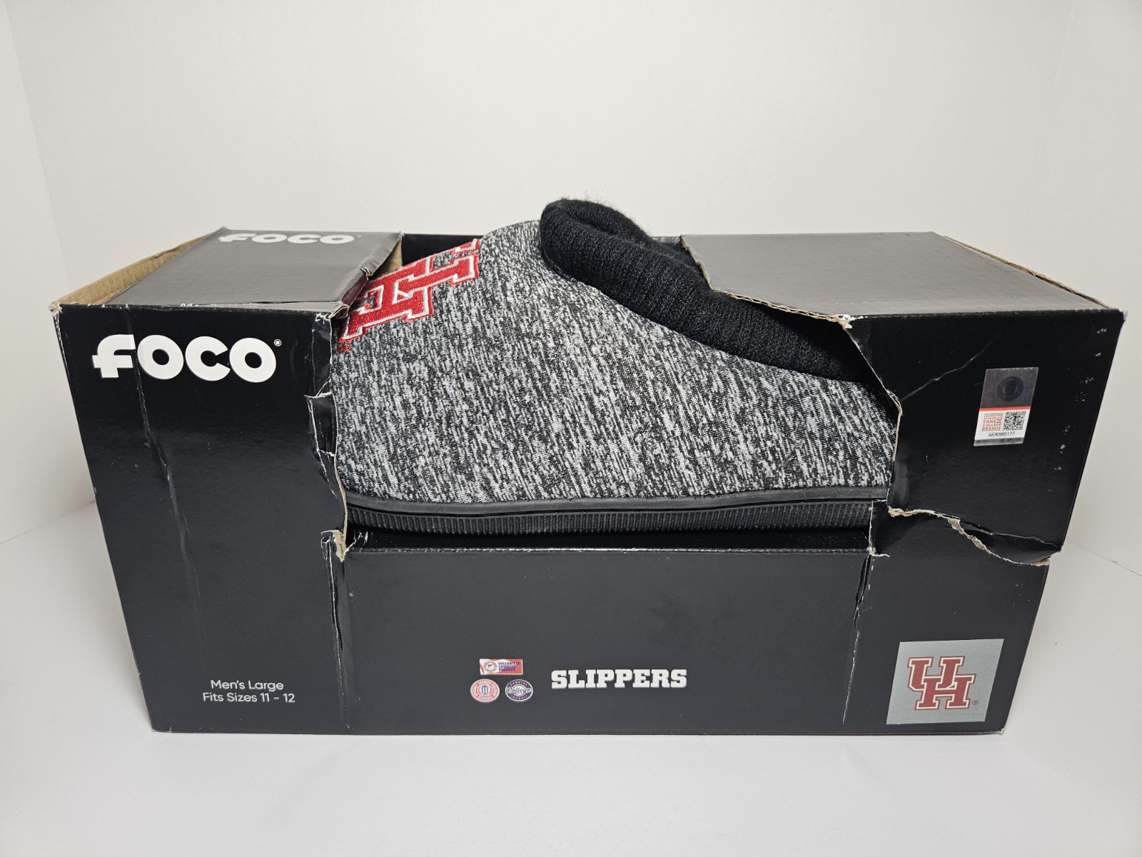 Mens FOCO University Of Houston NCAA College Team Logo Slippers Sz Large 11-12