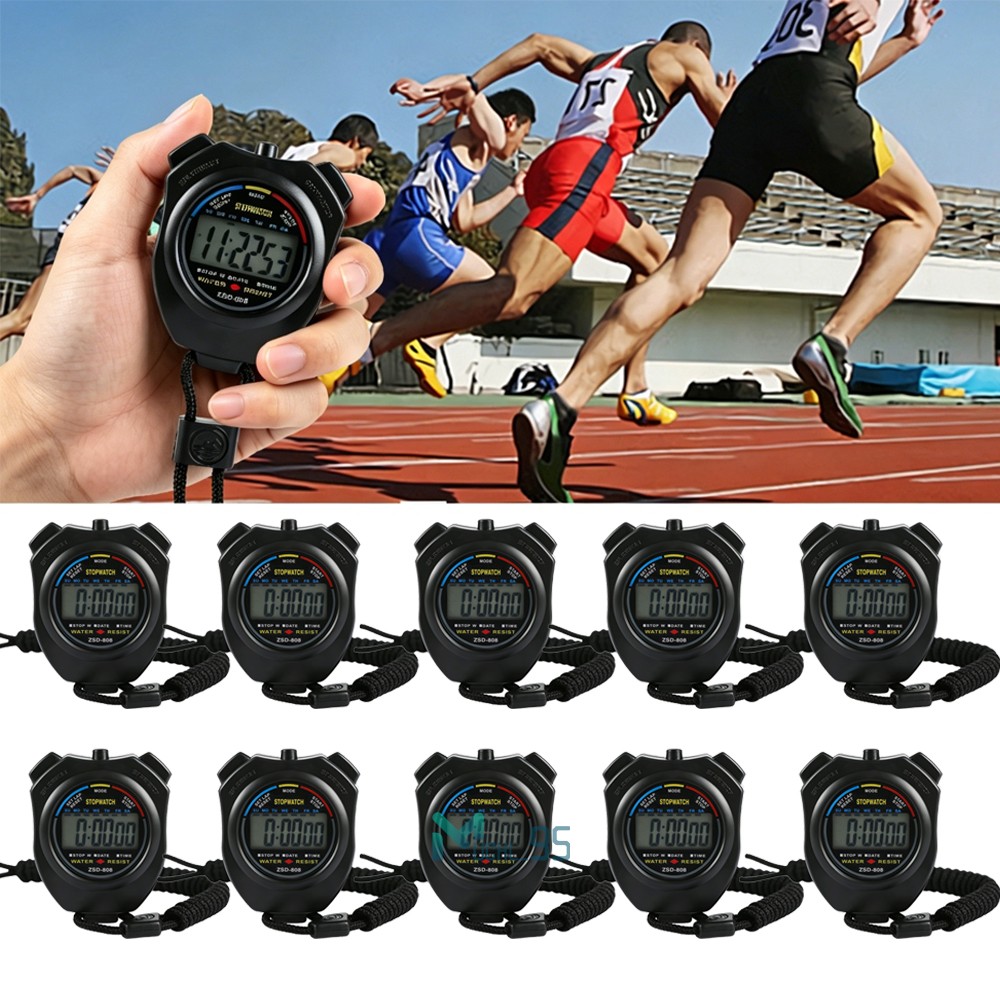 1/2/5/10PACK Digital Stopwatch Sports Counter Chronograph Date Split Timer Watch