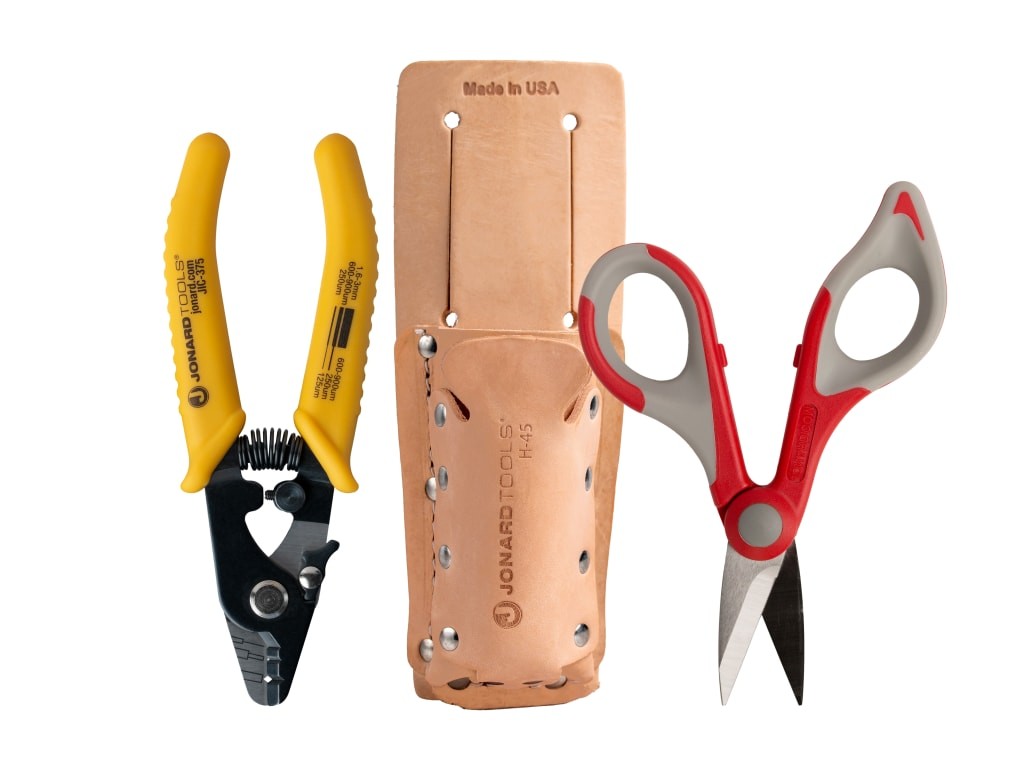 Jonard Tools TK-355 - Fiber Stripper &  Shears Kit, Leather Pouch