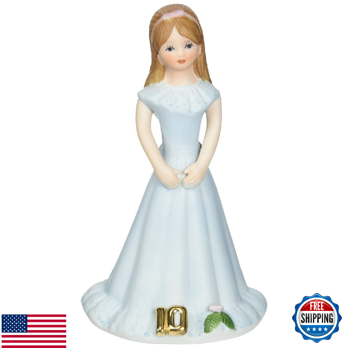 Enesco Growing Up Girls “Brunette Age 10” Porcelain Figurine, 5.5”