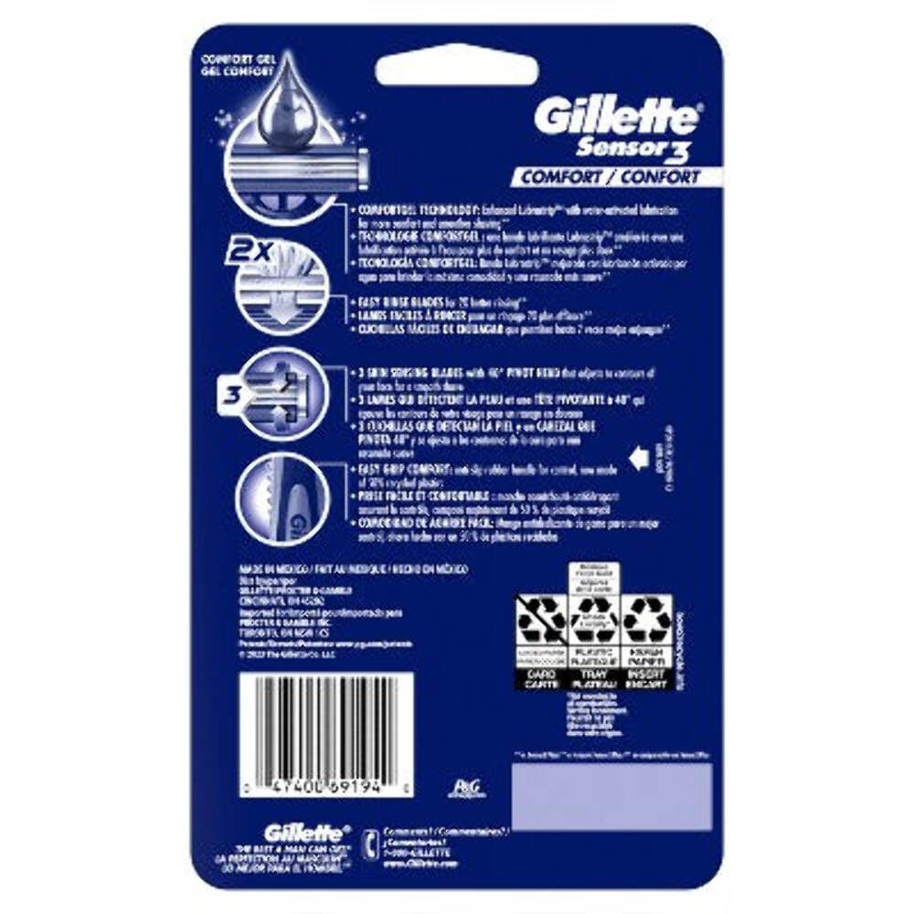 Gillette Sensor3 Comfort Men's Disposable Razors 12ct - New