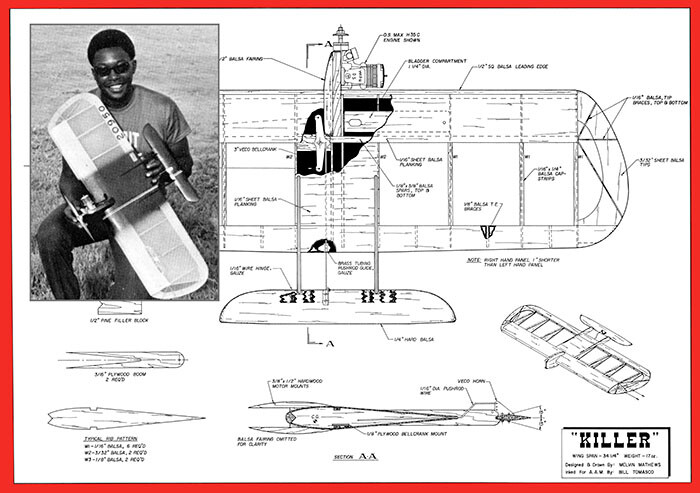 Model Airplane Plans (UC): KILLER 36" Wingspan Combat for .35 Engine