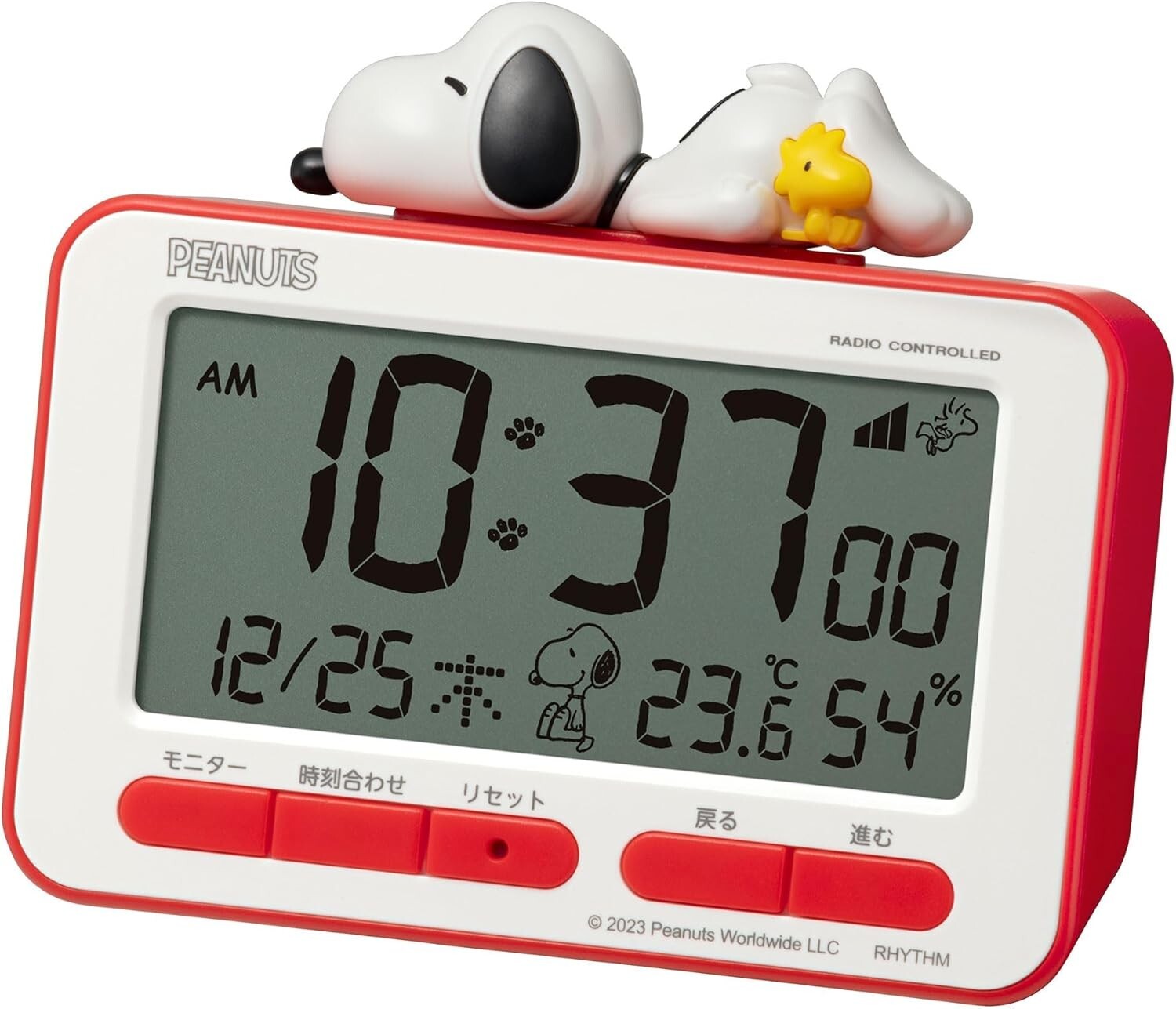 Snoopy Alarm Clock 3D Figure Thermometer Hygrometer Calendar Red 8RZ235MS01