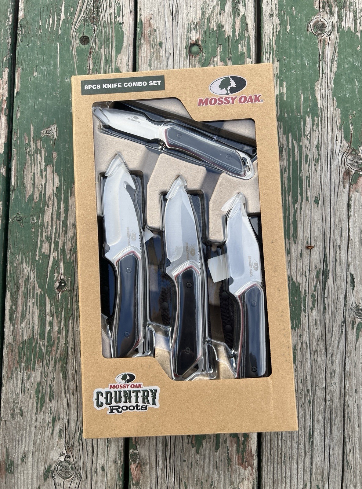 8-Piece MOSSY OAK Country Roots Combo Knife Set Hunting Fishing Stainless Steel