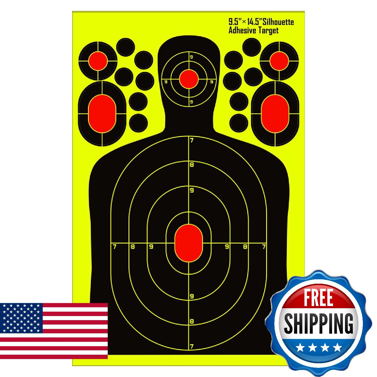 PTPHJEG 9.5x14.5 inch Silhouette Splatter Targets Bright Fluorescent Yellow 50 P