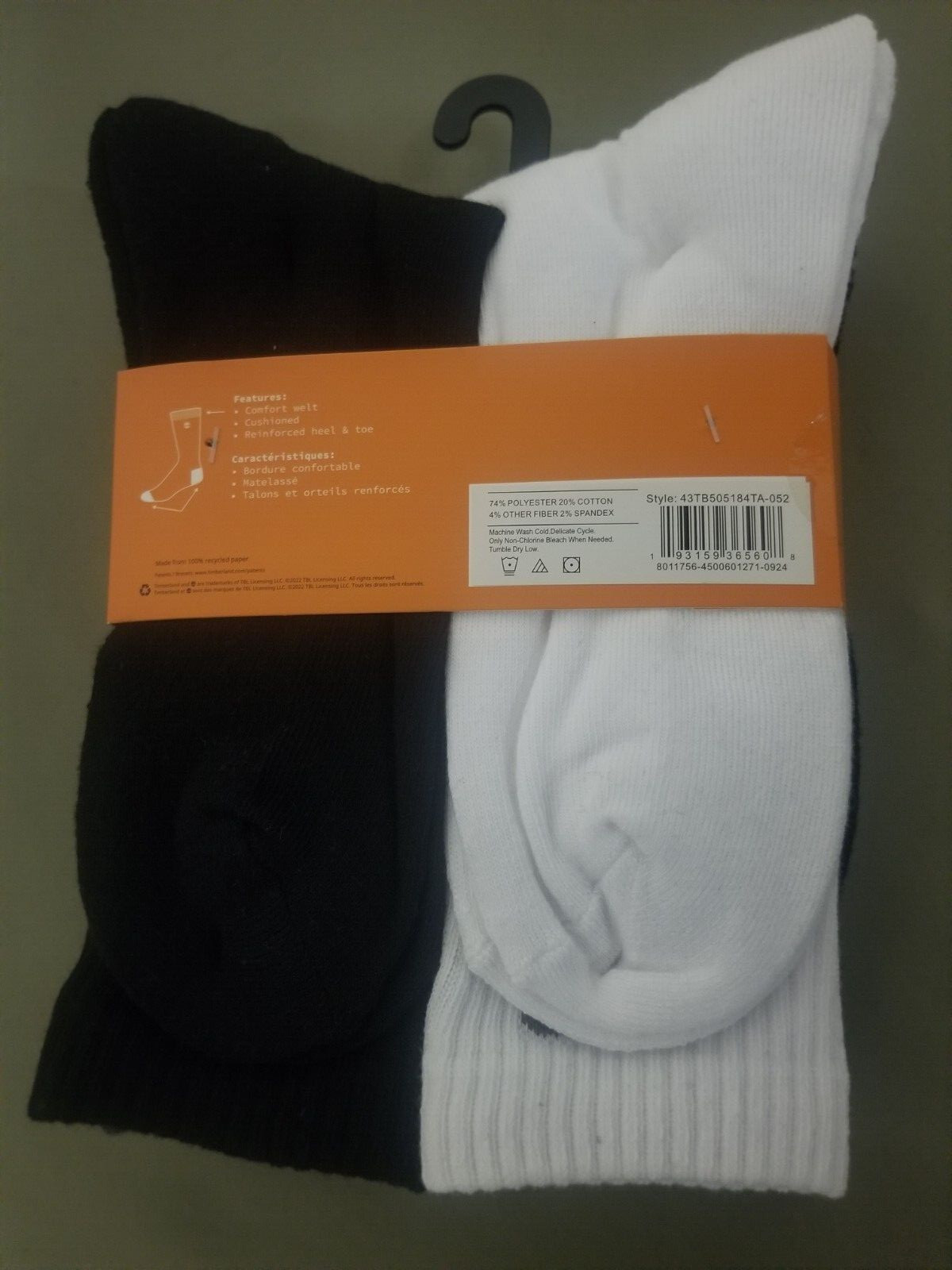 New Mens Timberland 6 Pair Performance Cushioned Crew Socks.