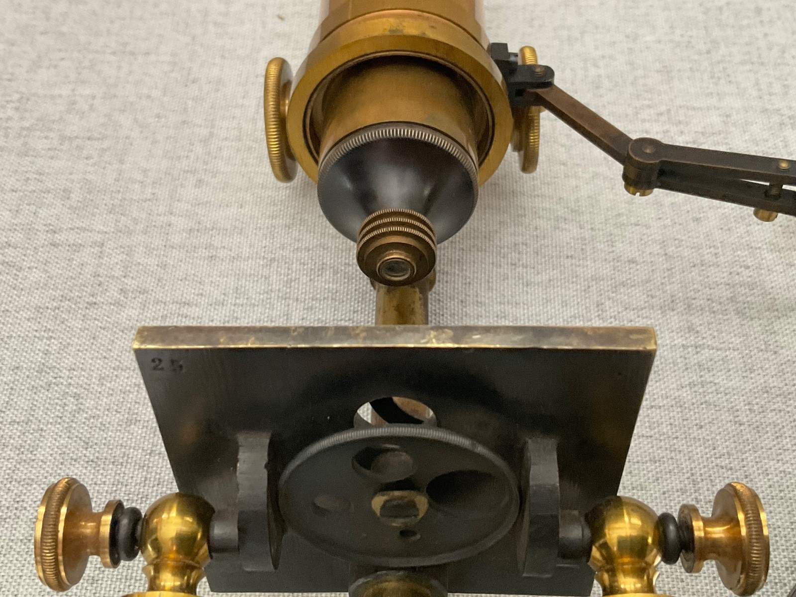 Old Antique brass Microscope with wood box
