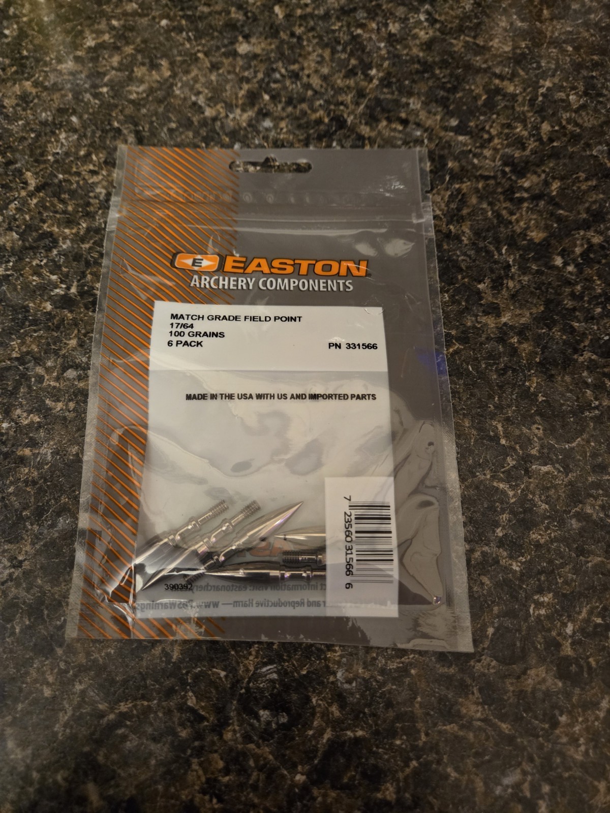 Easton Match Grade Field Points 17/64" 100 Grain 6 Pack 331566