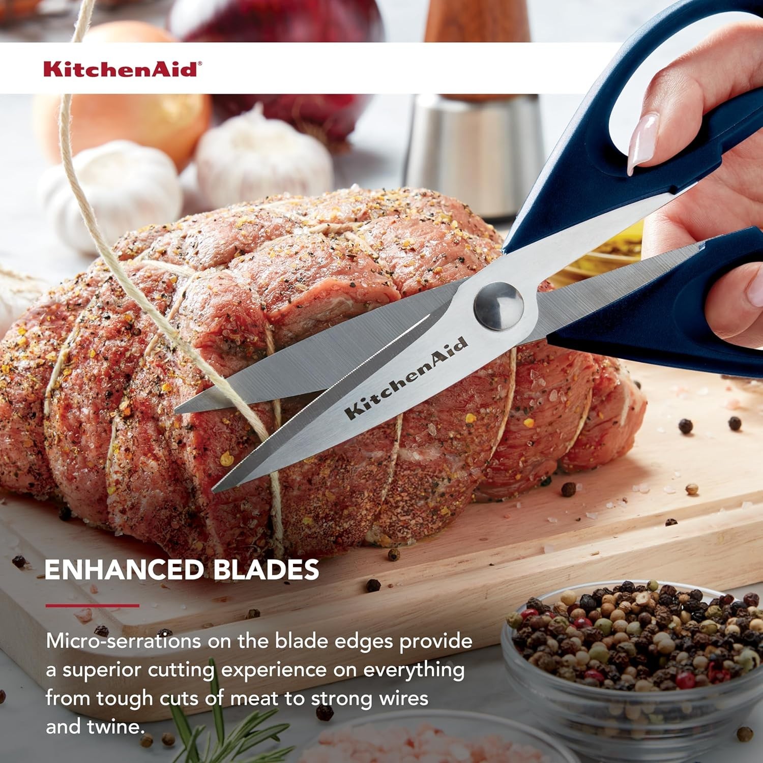 KitchenAid All Purpose Kitchen Shears with Protective Sheath Durable Ink Blue