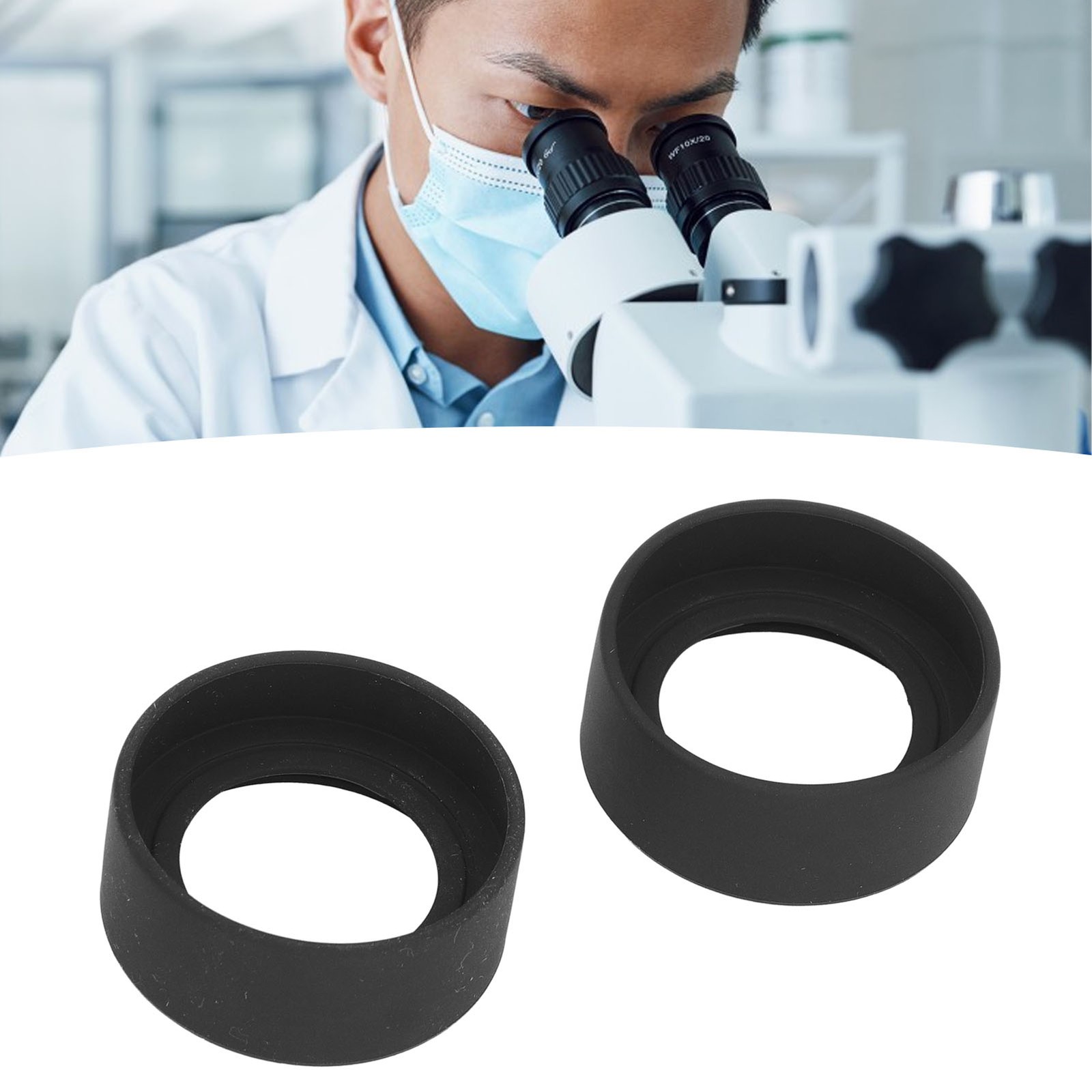 2-2 Pcs Microscope Eyepiece Eye Cup 41mm Diameter Flat Angle Rubber Eyepiece