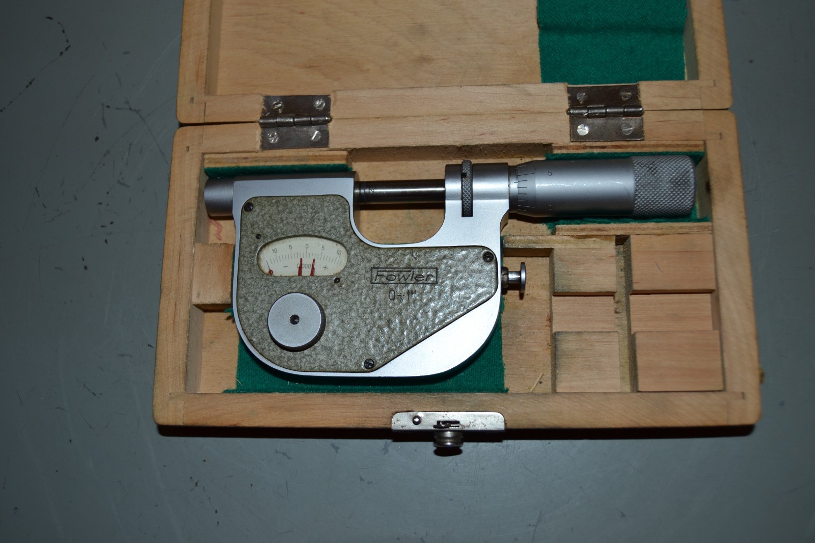 FOWLER 1" INDICATION MICROMETER # 52-245-001 IN WOOD BOX