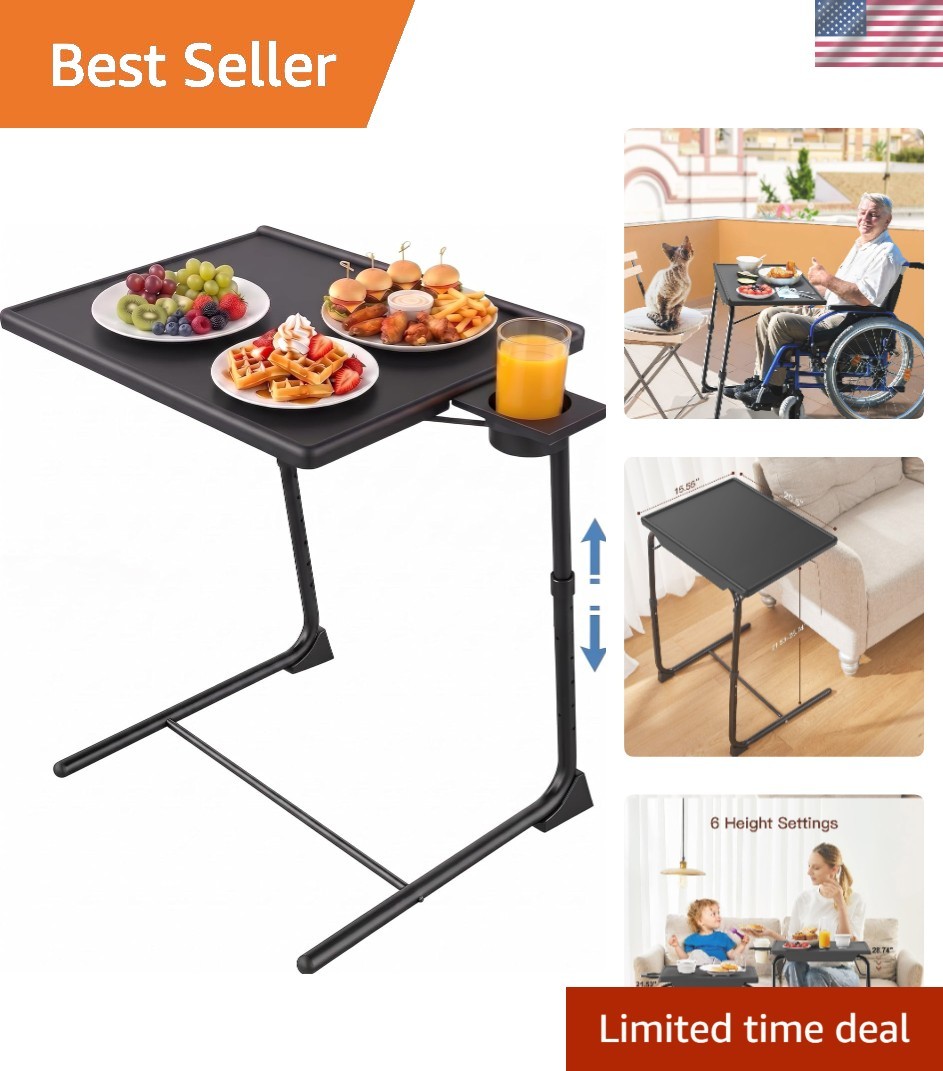 Adjustable TV Tray Table - Foldable TV Tray with 6 Height & 3 Tilt Angle Adju...