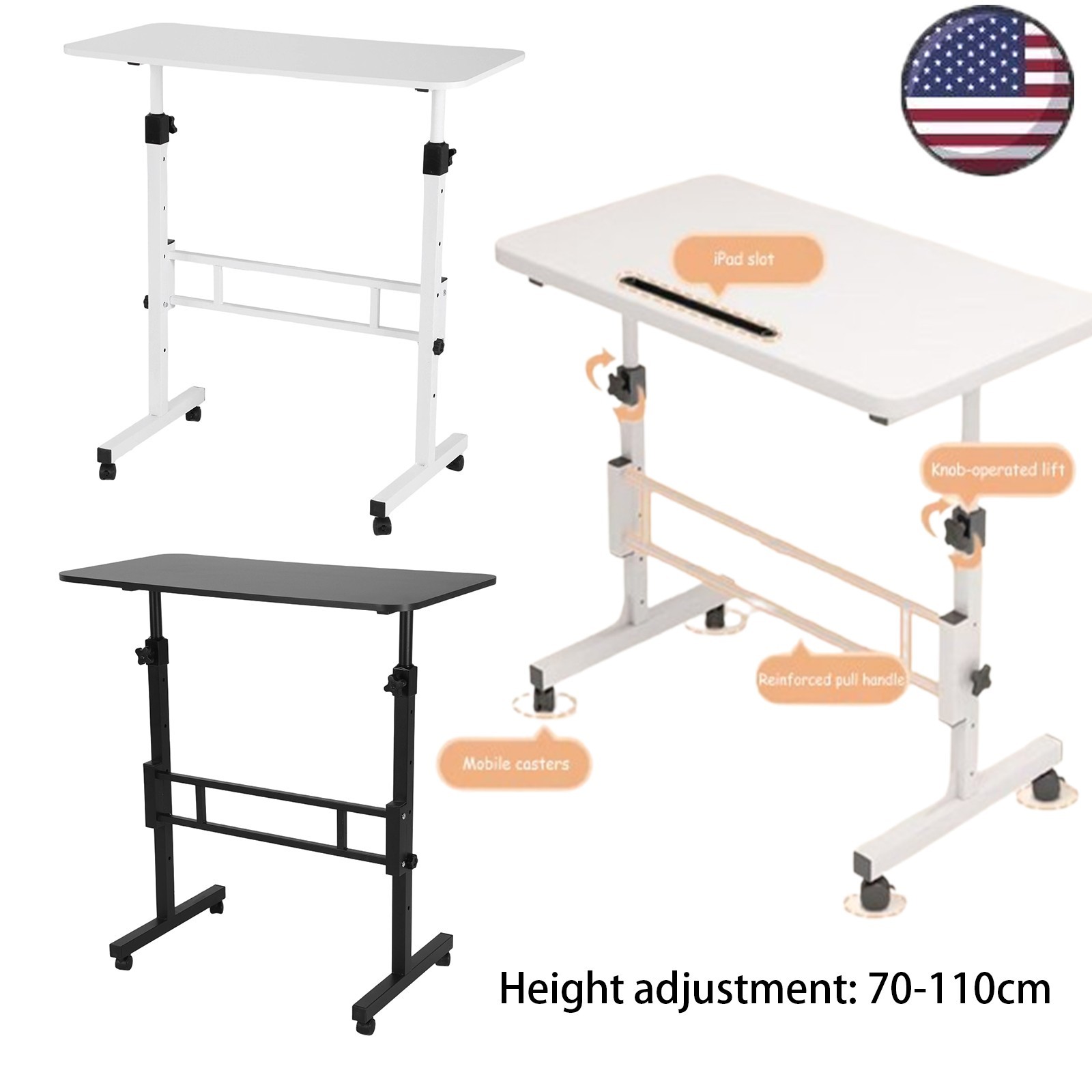 mall Spaces Rolling Computer Desk Corner Laptop Work Desk Printer Table Storage