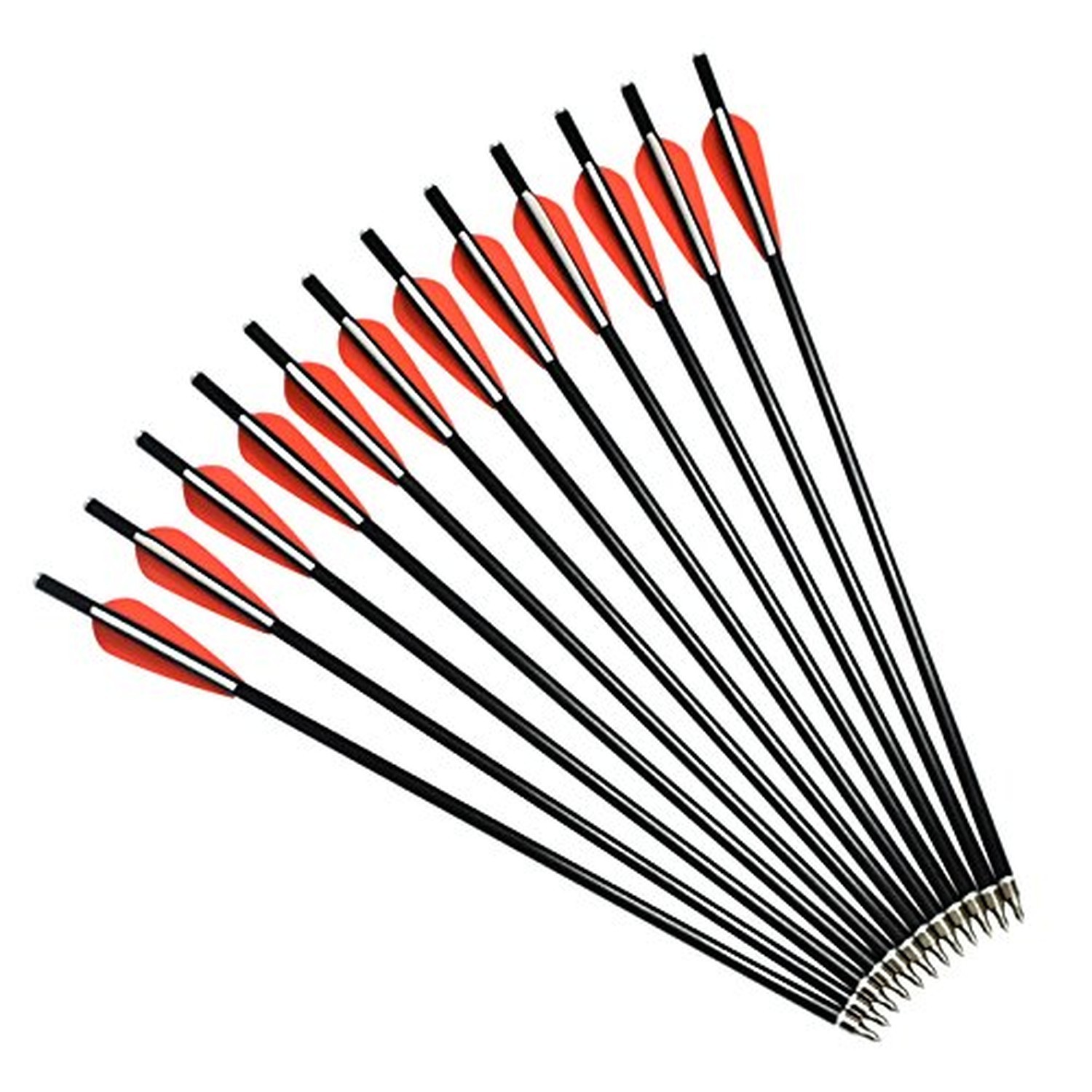 NIKA ARCHERY Crossbow Bolts Fiberglass Arrows with Flat Nock for Outdoor Hunt...