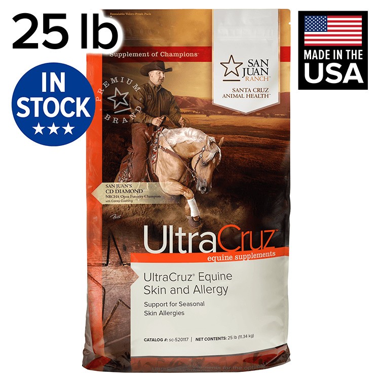 UltraCruz Equine Skin and Allergy Supplement for Horses, 25 lb Pellet (200 Days)