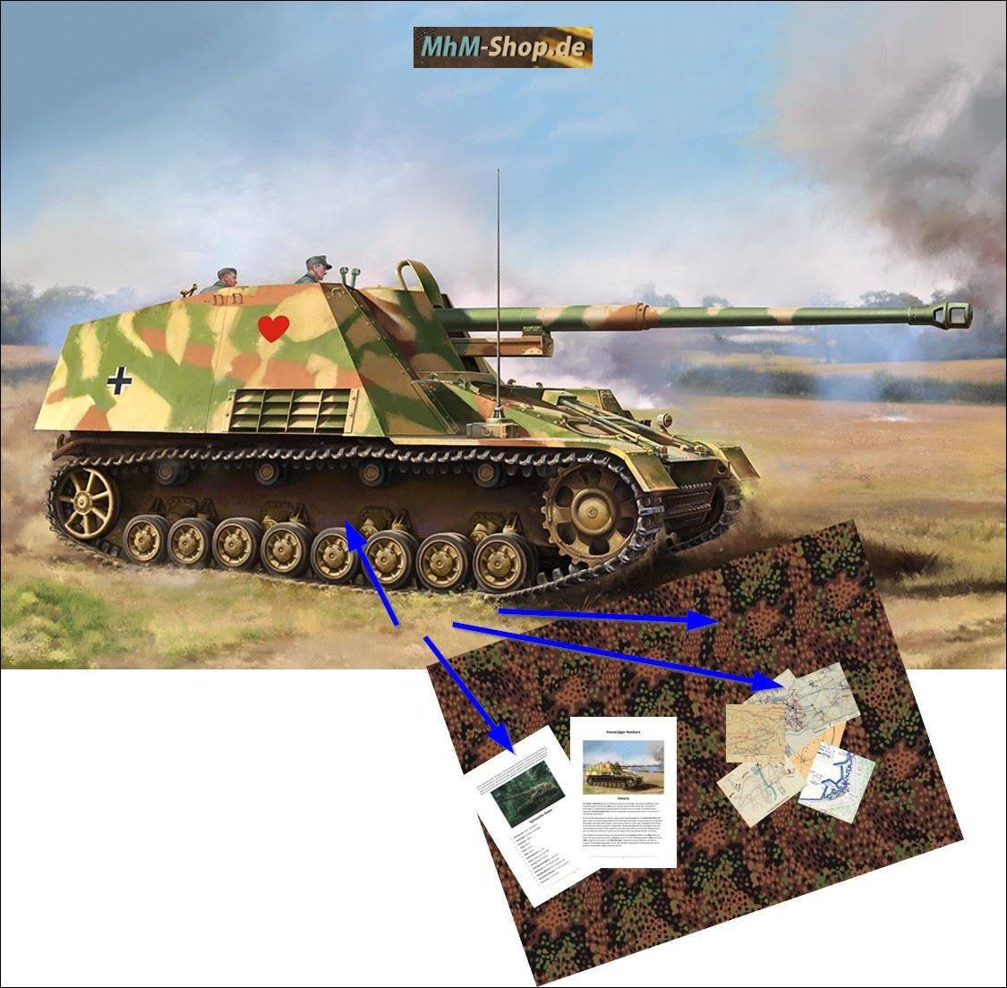 Trumpeter / German Sd.Kfz.164 Rhino + Camouflage Blanket + 6 Cards + A-4 History in 1:16