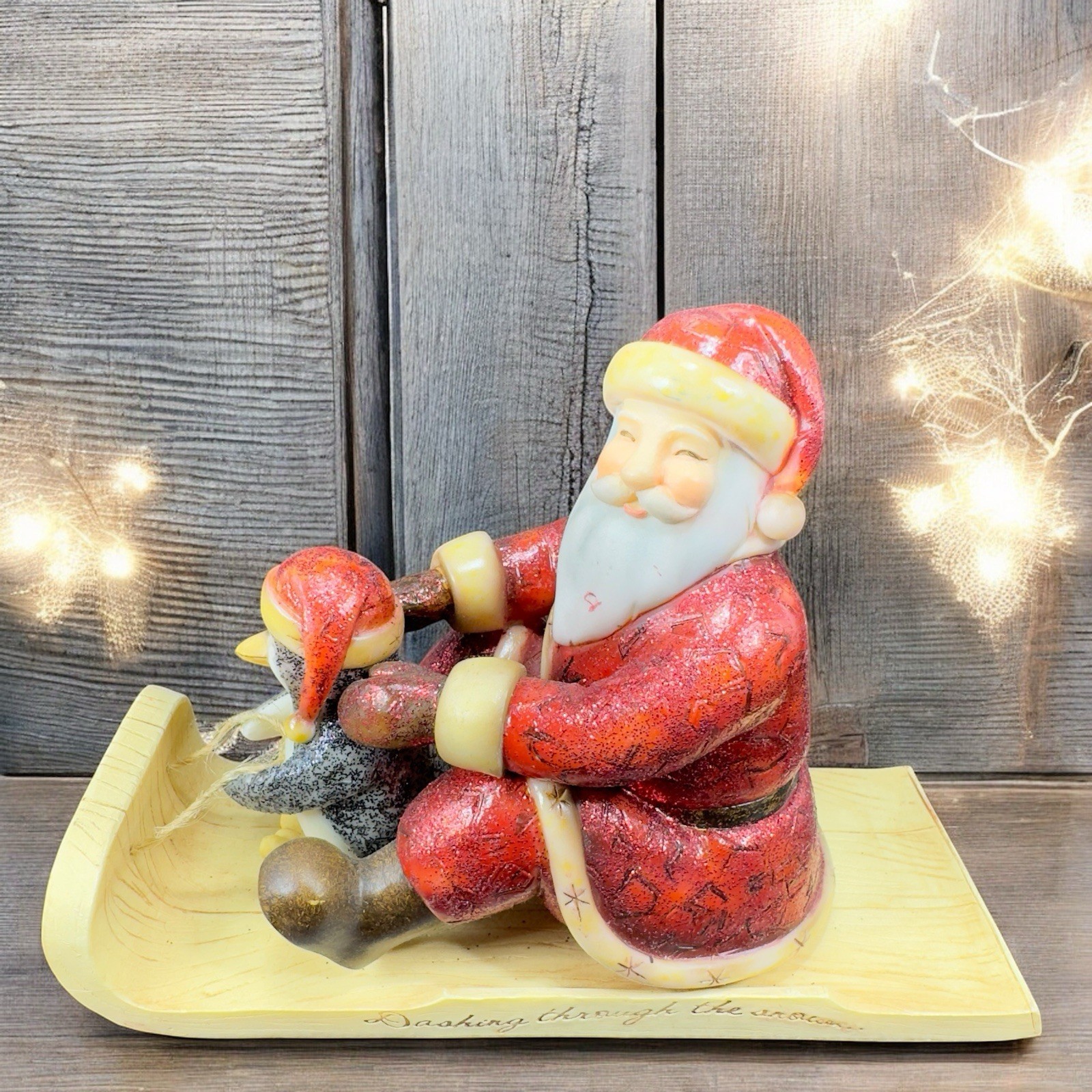 Pavilion Dear Santa Dashing Through The Snow Resin Holiday Christmas Figurine