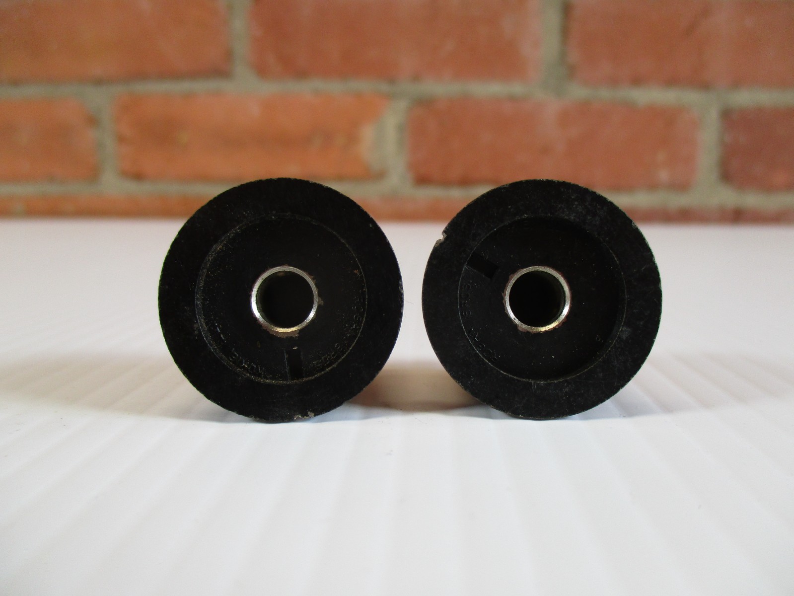 Pair Black Plastic Knob Sliver Center 5/8" Tall 3/4" Amp Electronics Guitar