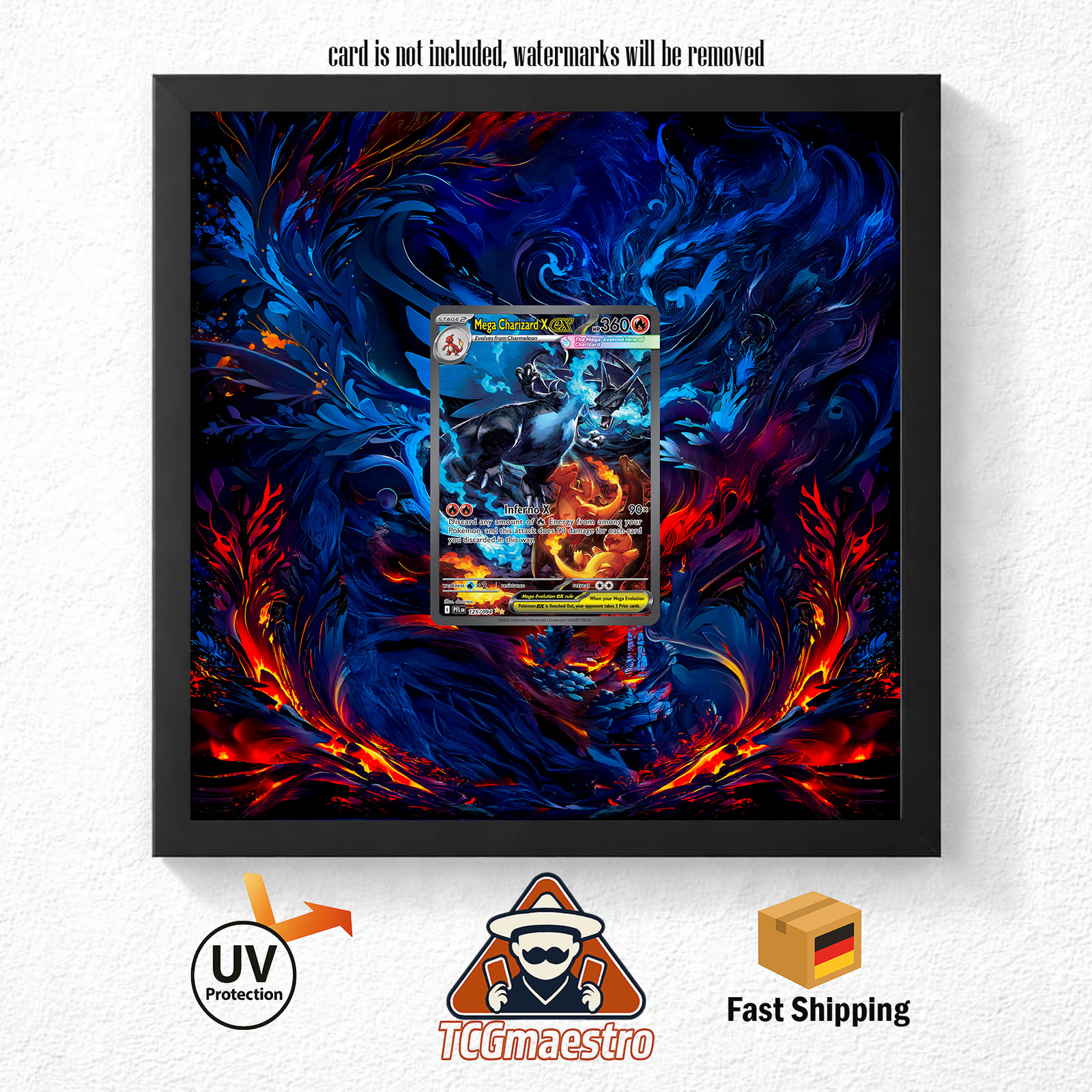 Picture Frame Pokemon Glurak Charizard PFL 125 Display Frame Extended Art
