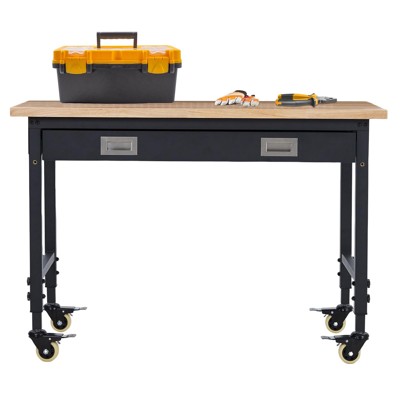 🔥48" Adjustable Workbench Heavy Duty Workstation 4 Casters 2000LB Load Capacity