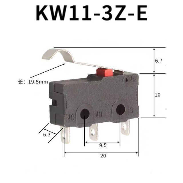 10 PCS  KW11-3Z-E  Micro Switch 2/3Pin NO/NC Mini Limit Switch 5A 250VAC