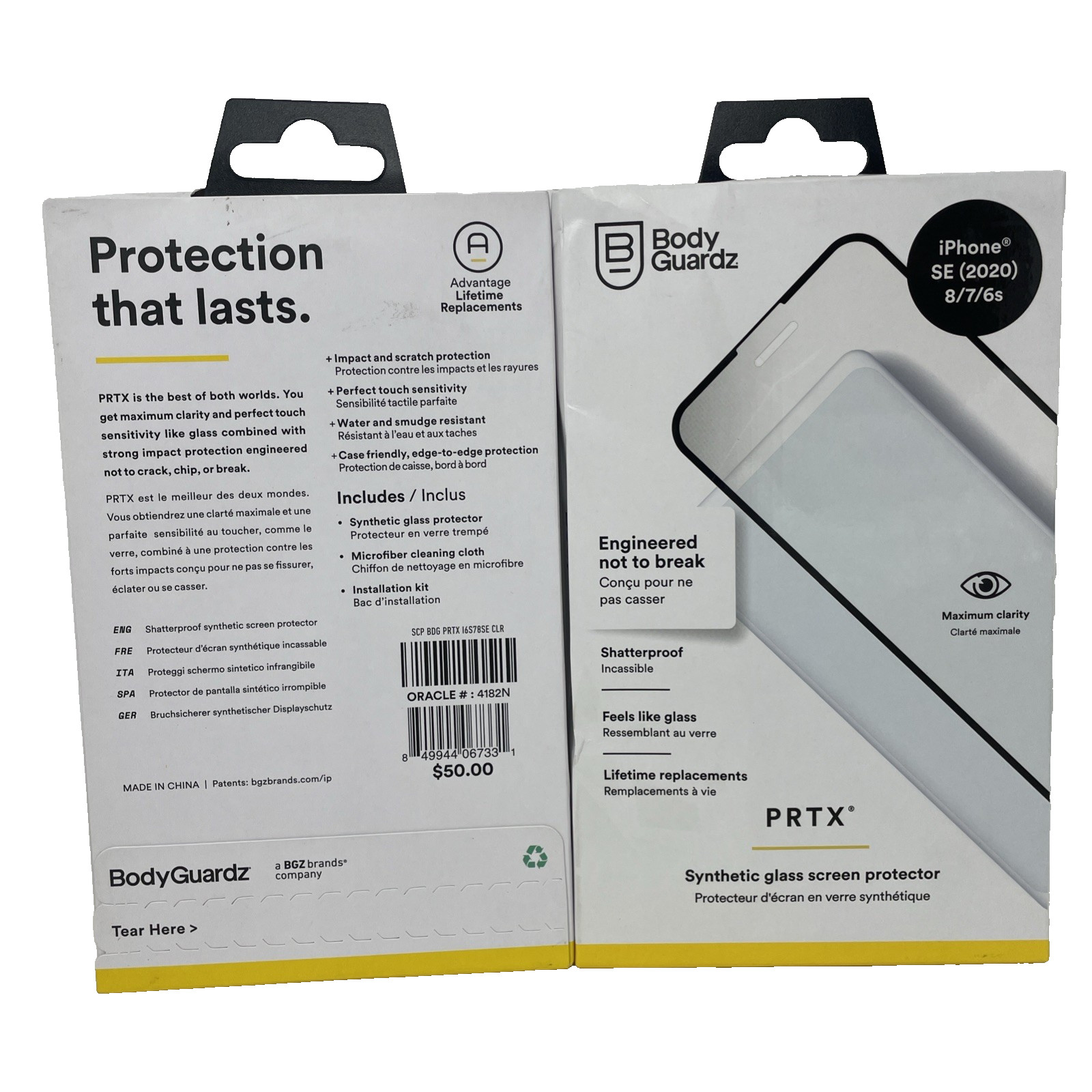 BodyGuardz PRTX Synthetic Glass Screen Protector iPhone SE(2020) / 8 / 7 / 6S