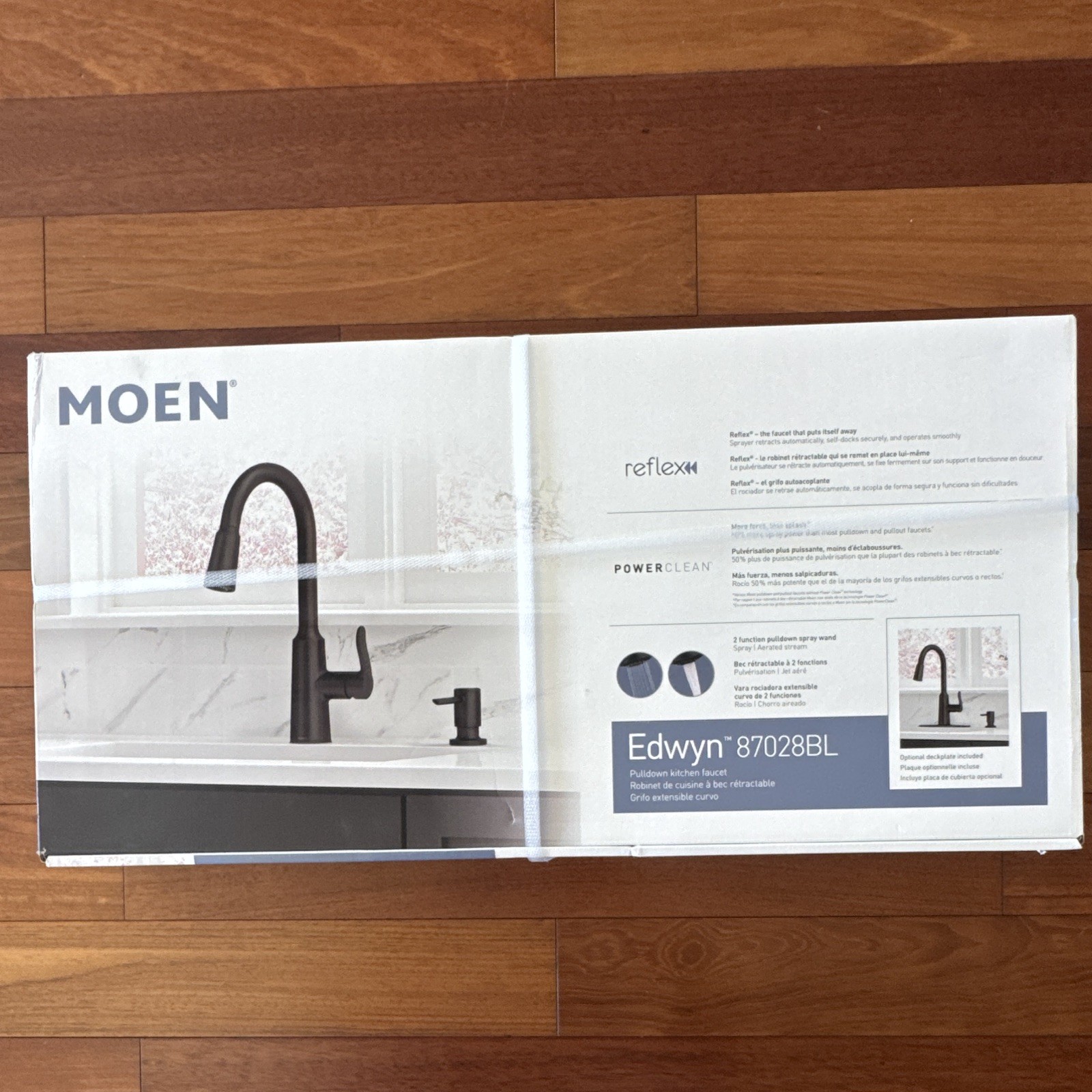 Moen Edwyn 87028BL Pull-Down Power Clean Matte Black High Arc Deck Plate