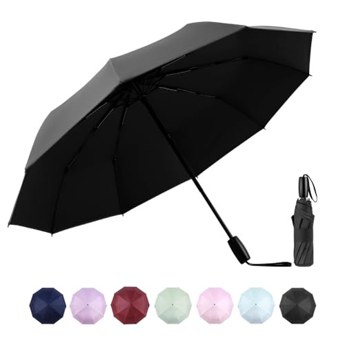 46" Travel Sun & rain Umbrella, Lightweight Windproof Umbrella, Portable Black