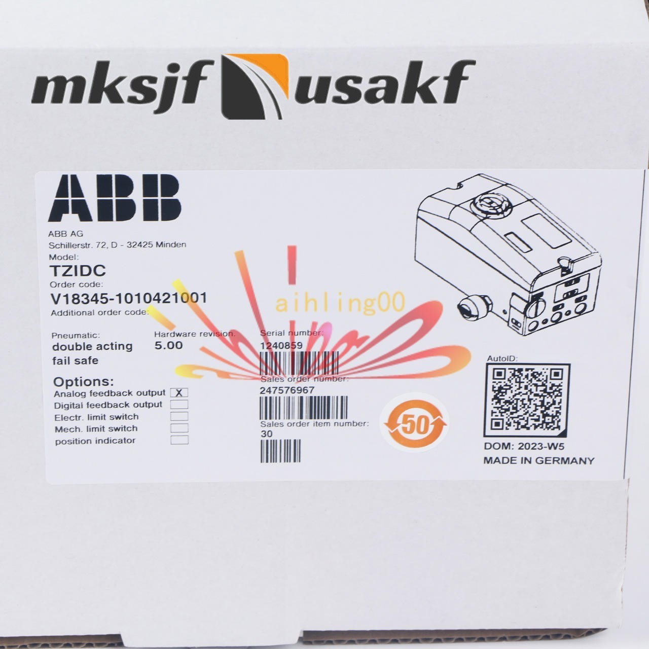 1PCS NEW ABB Valve Positioner V18345-1010421001