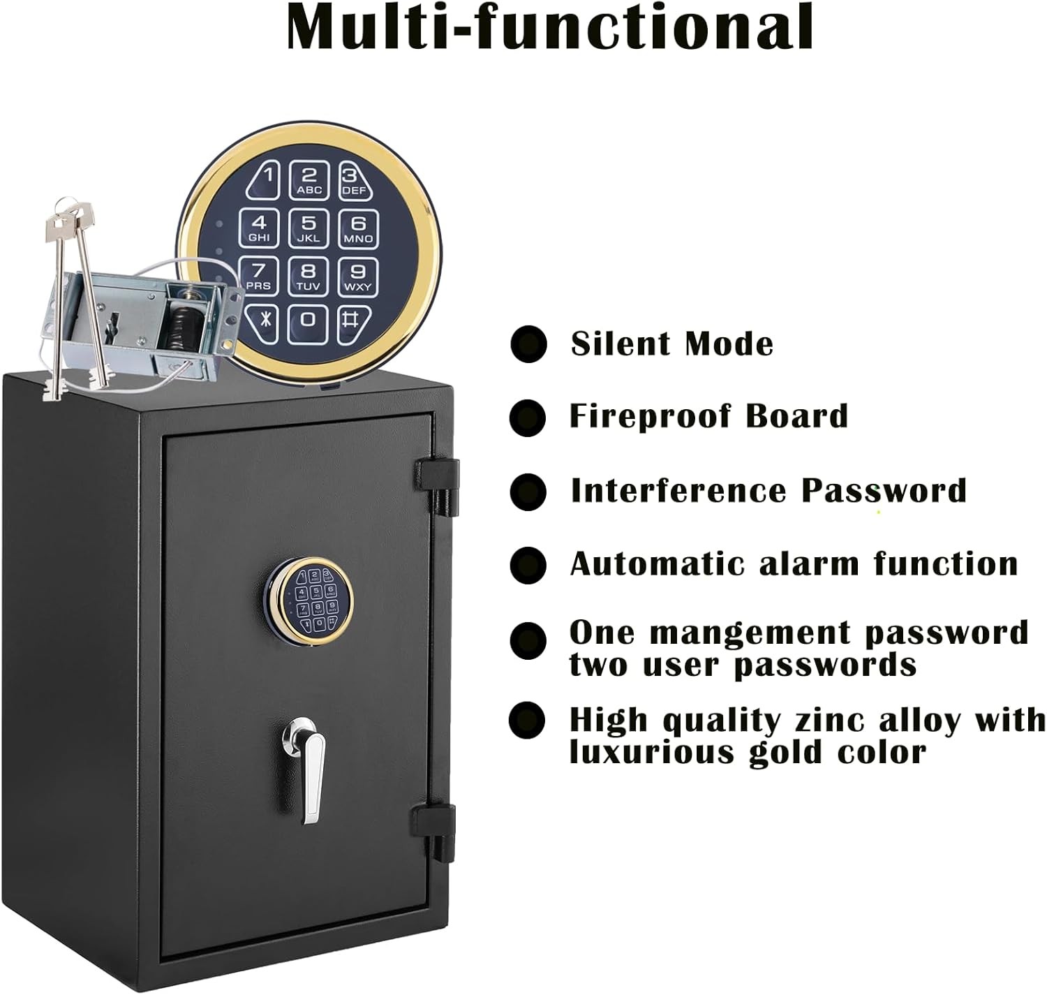 Safe Lock Replacement with Solenoid Lock Upgrade Electronic Digital Golden Lock