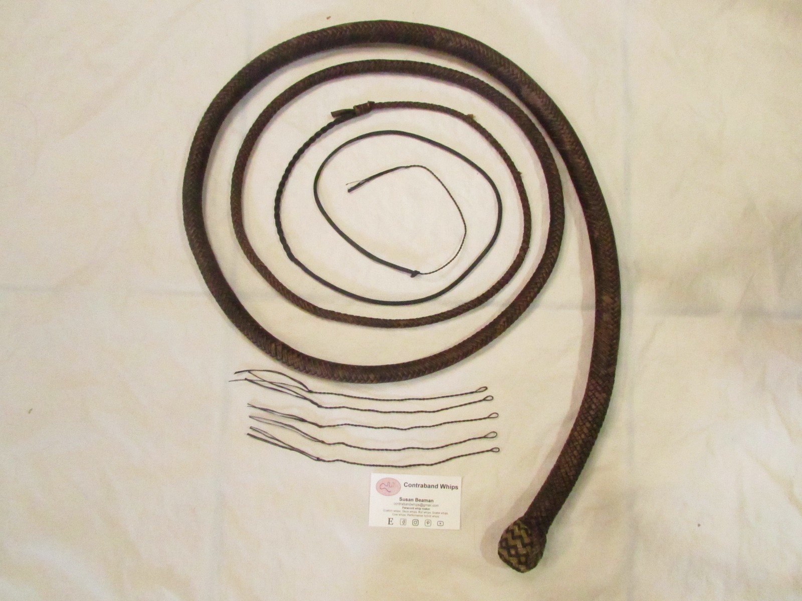 Contraband Whips 9 Foot 20 Plait Nylon Paracord Snakewhip Brown