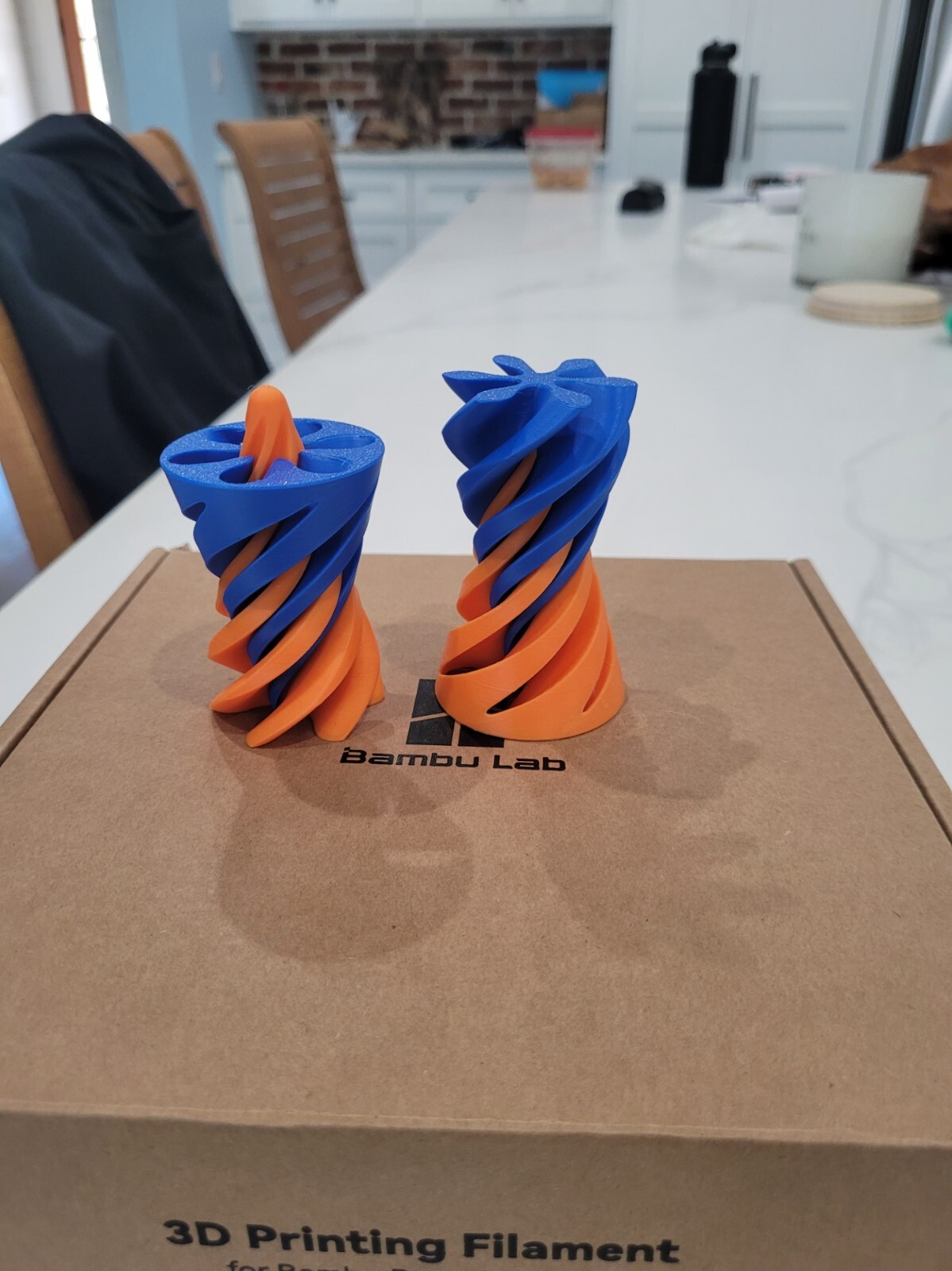 3d printed multi-color impossible passthrough spiral cone