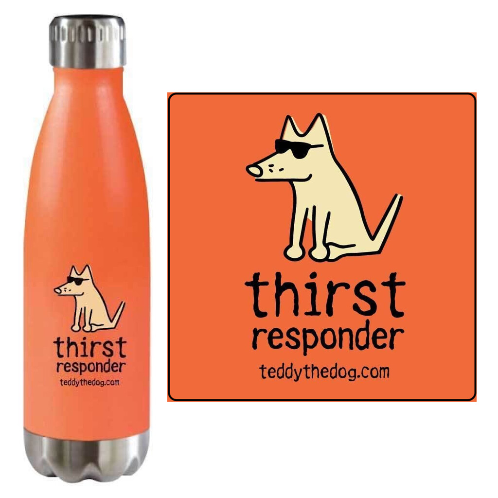 Teddy the Dog Thirst Responder Water Bottle Insulated Stainless Steel BPA Free
