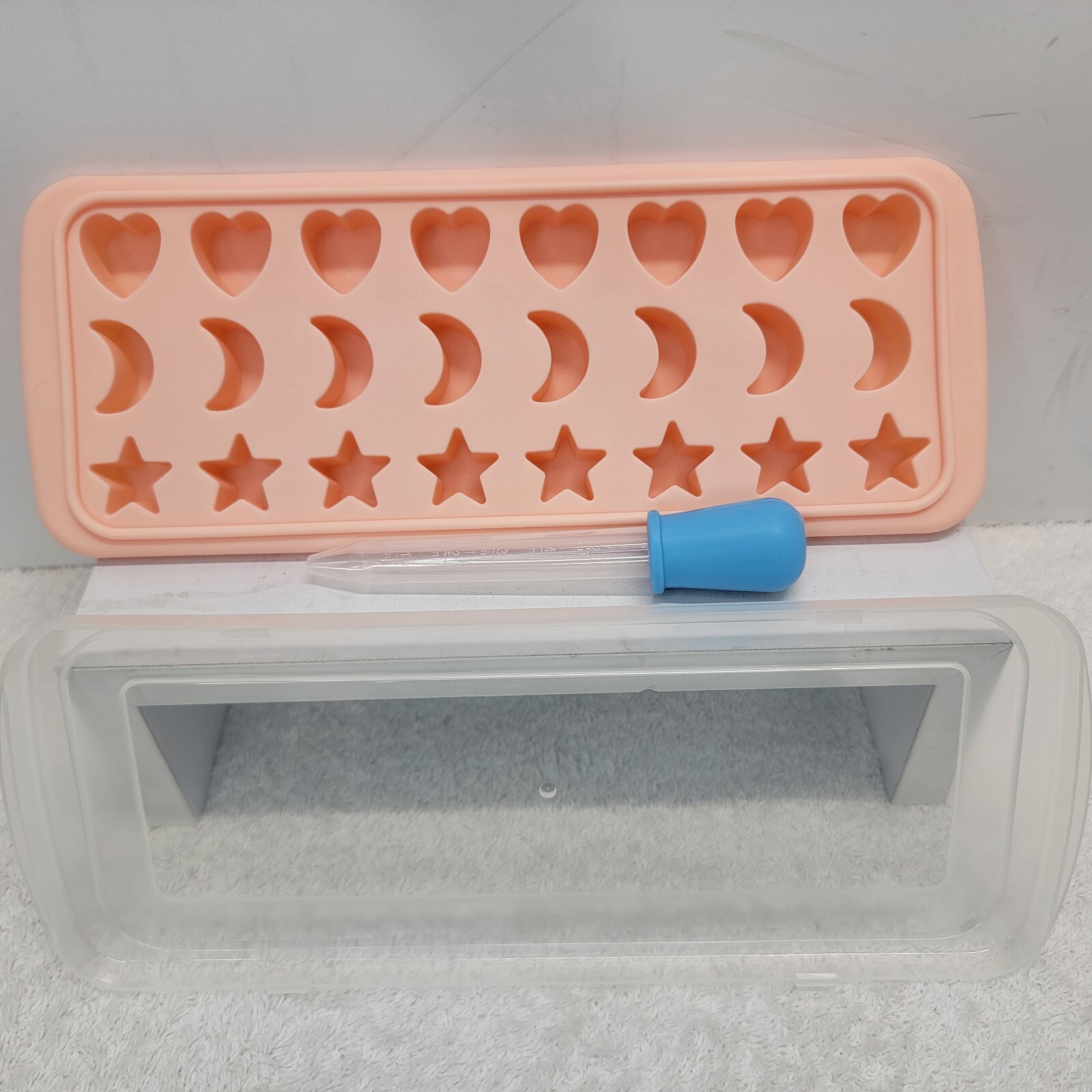 Ice Cube Tray With Lid Stars Moons Love Hearts Shape 24 Cavity Silicone
