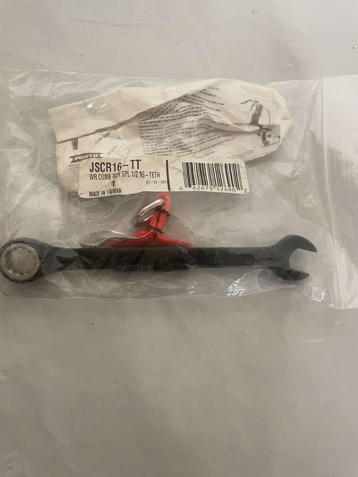 Proto 1/2” Ratcheting Combination Wrench, Spline Drive W/ Teather JSCR16-TT