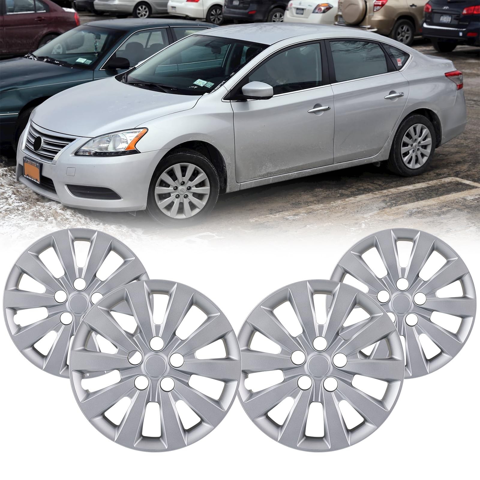 16 inch Hubcaps Fits for 2013-2019 Nissan Sentra & 2011-2025 Nissan Leaf (Set...