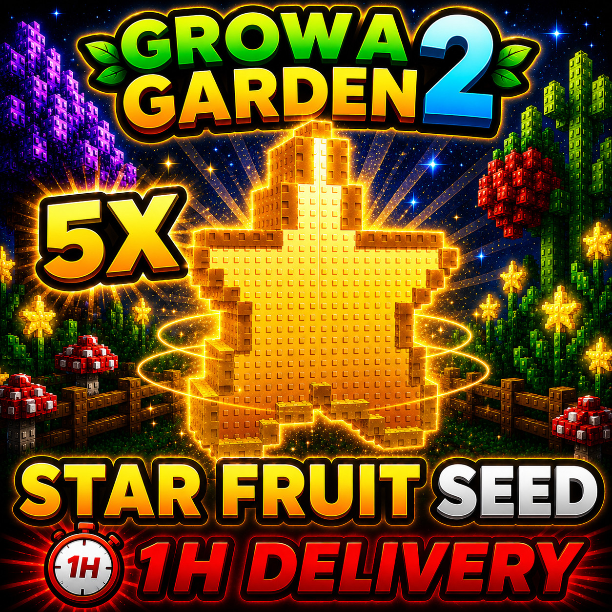 🪴Grow a Garden 2🪴 | ⭐5x STAR FRUIT SEED⭐ | 🔴1 HOUR DELIVERY🔴