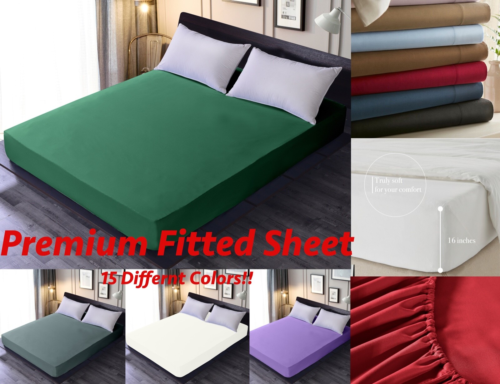 Superb Deep Pocket Fitted Sheet - Breathable, Extra Soft - 16" DEEP