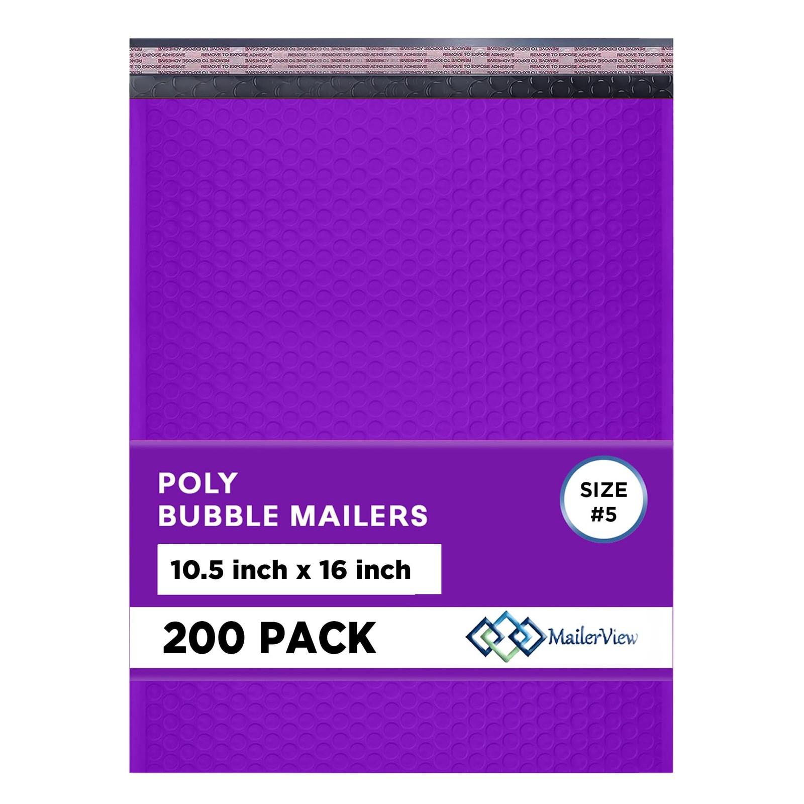 Purple 10.5x16 Inch Large Poly Bubble Mailers #5 | Padded Envelopes with Self Se