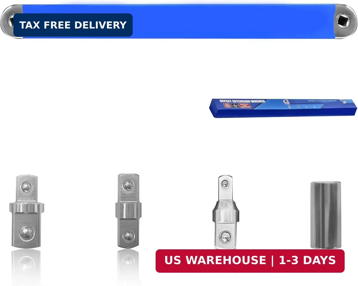 Impact Ready Offset Extension Wrench Set - Includes 1/4", 3/8", 1/2" Adapters &