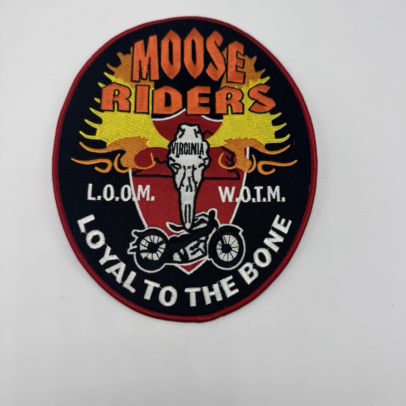 Moose Riders Motorcycle Jacket Patch Virginia Loyal To The Bone Large NEW