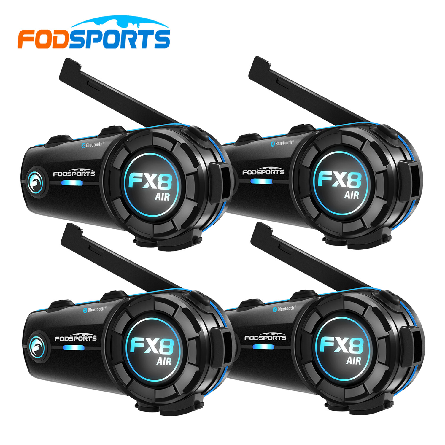 FX8 AIR Motorcycle Helmet Intercom 1000m 2-way Bluetooth Headset FM for 2 Riders