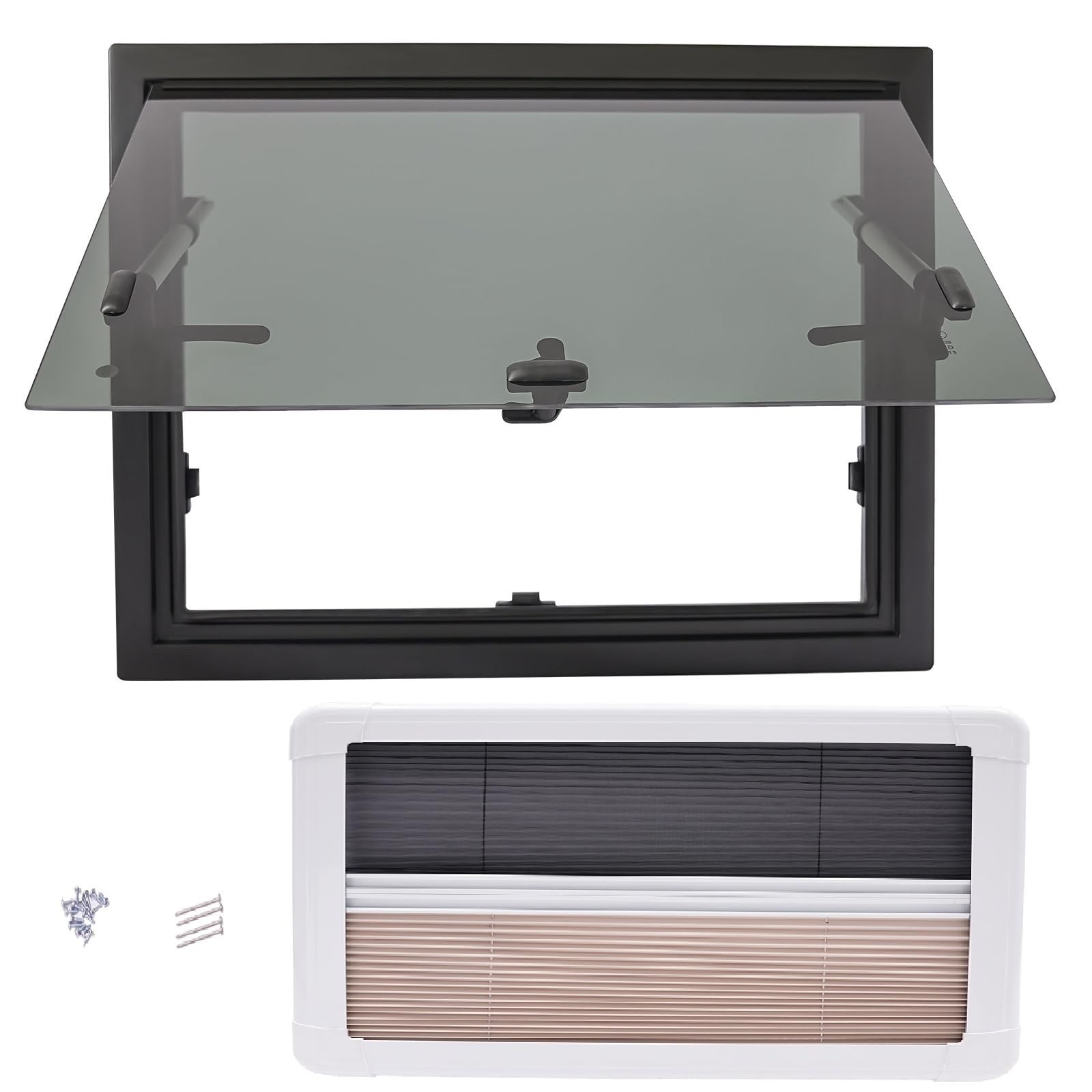 RV Hinged Window Push Hatch 750x500mm with Shades for 30-80mm Wall