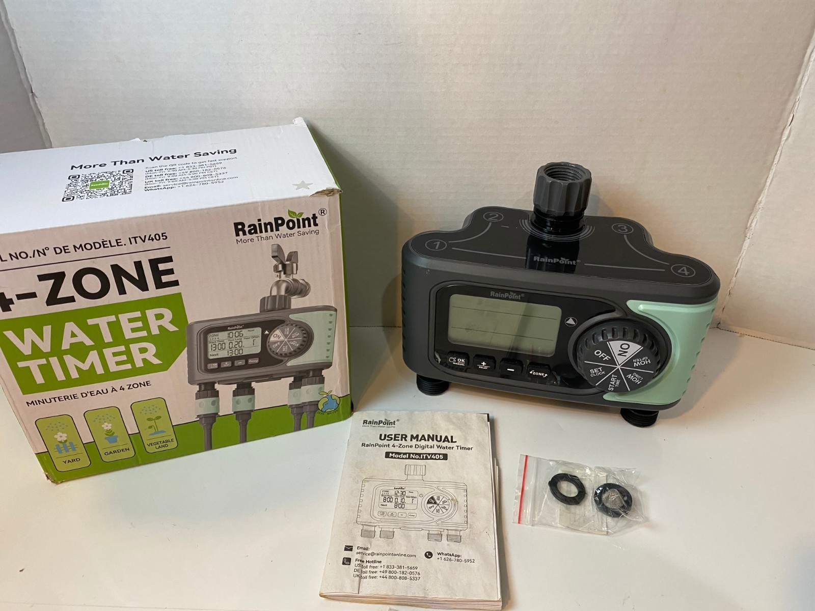 RAINPOINT Sprinkler Timer, 4 Outlets Hose Timer, 4 Zone Water Timer for Watering